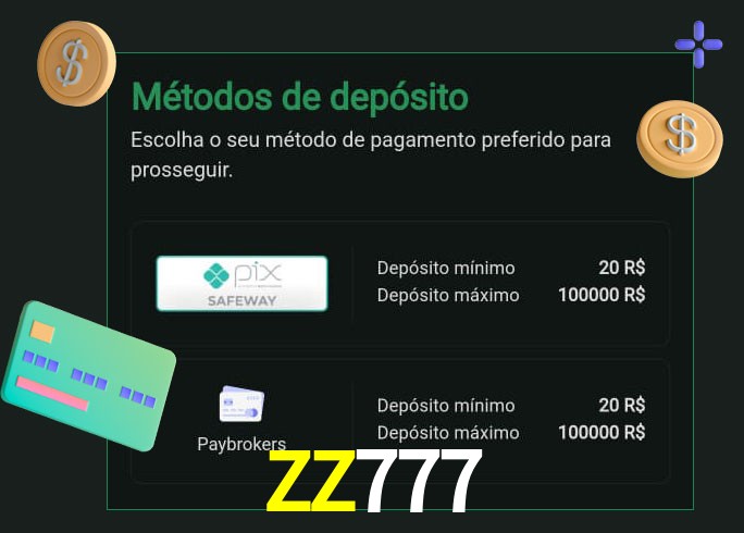 O cassino ZZ777 oferece uma grande variedade de métodos de pagamento